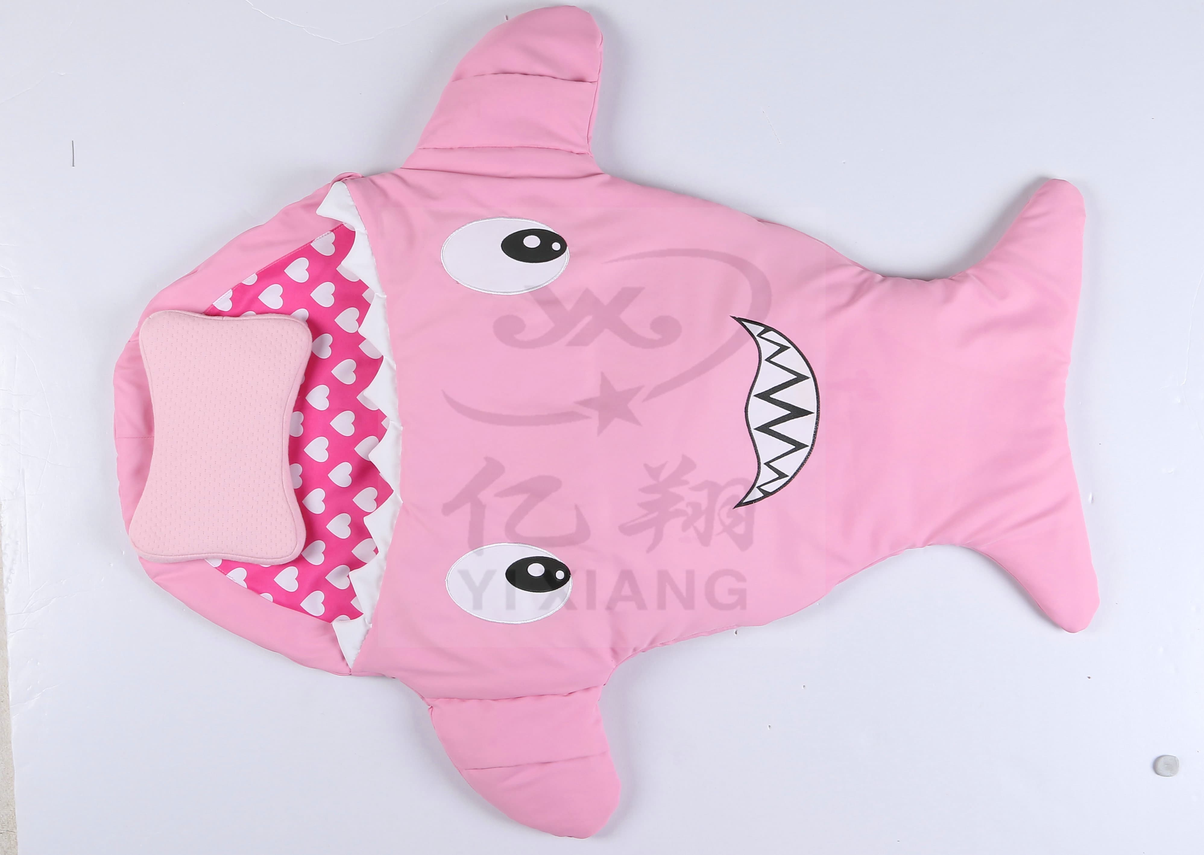 Baby Cartoon Shark Fish Swaddle Soft Snuggle_in Sleeping Bag